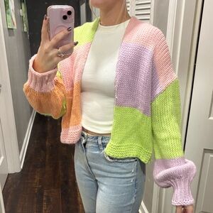 Colorful colorblock pretty little thing Women's sweater